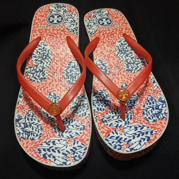 Tory Burch Shoes - Red & Blue Tory Burch Flip Flops